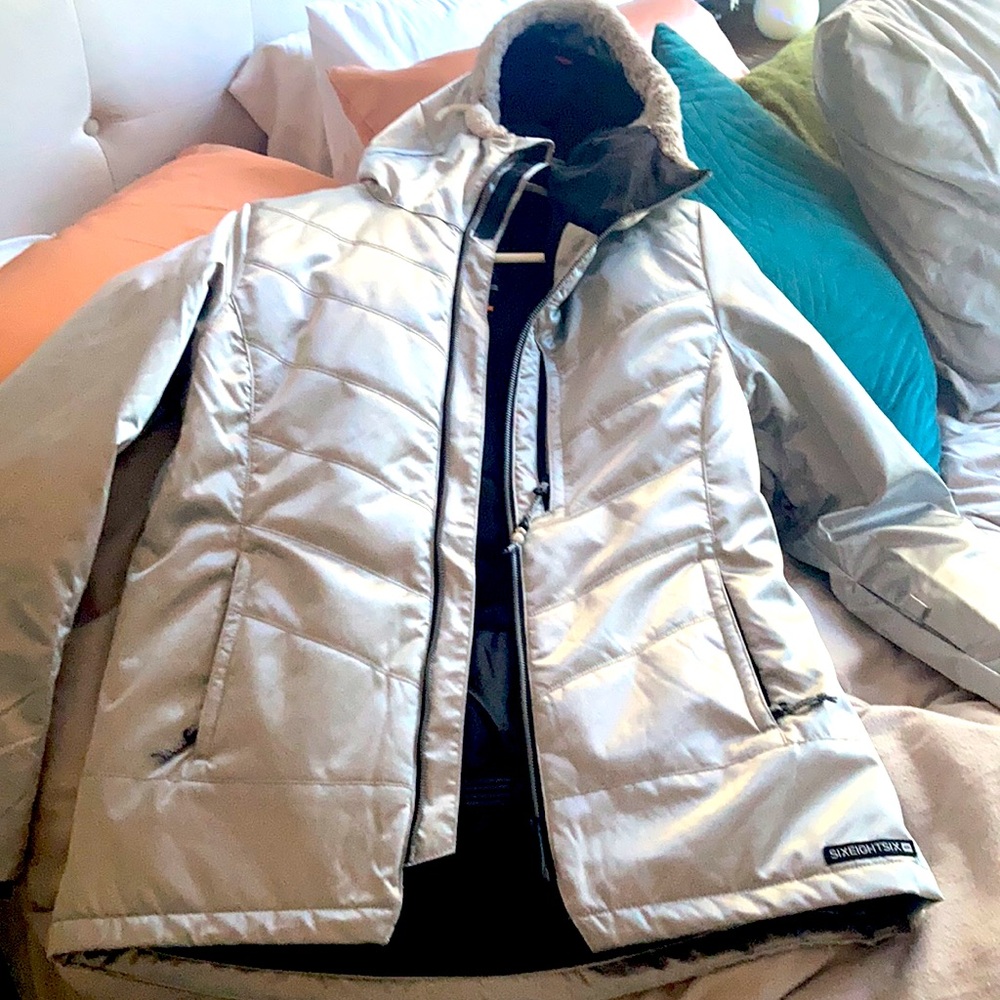Matte Silver Jacket By Six Eight Six View 3